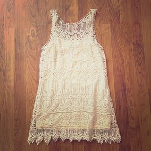 Lacy cream mini dress